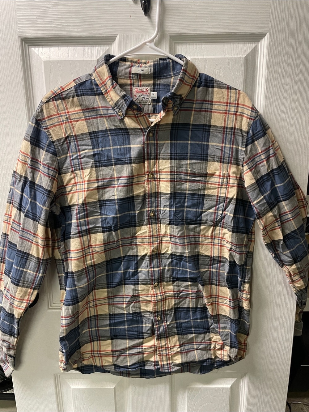 J. Crew Organic Cotton Cream Plaid Button-Down Shirt